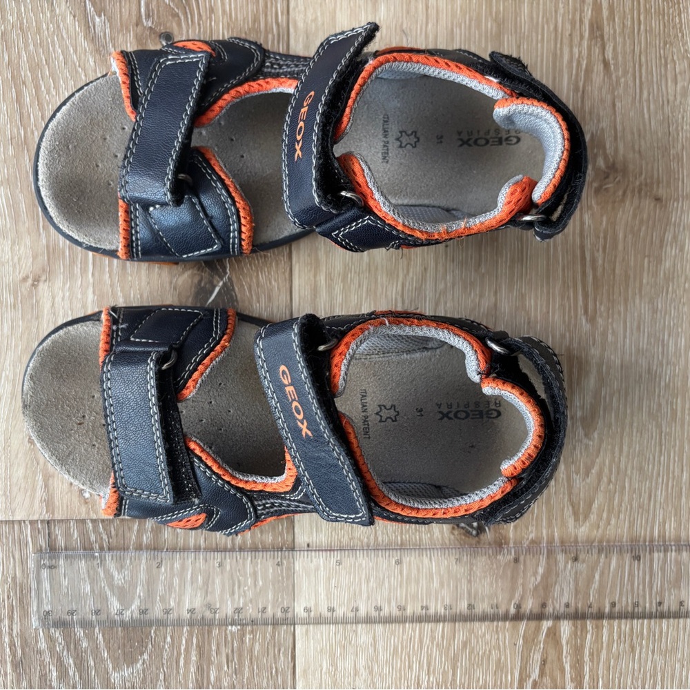 Geox Kids' Black Sandals with Orange Accents